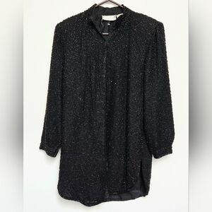 Vintage Braemar Sz M Whimsical Black Hand Beaded 3D Textured  Formal Jacket Coat